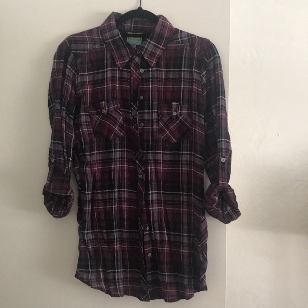 C&C California purple plaid shirt.